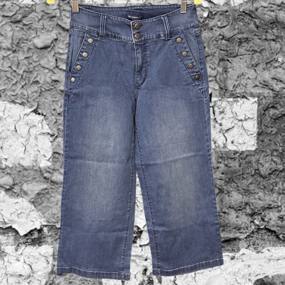 Isaac Mizrahi live women’s size 2 cropped denim Capri jeans pants wide leg great